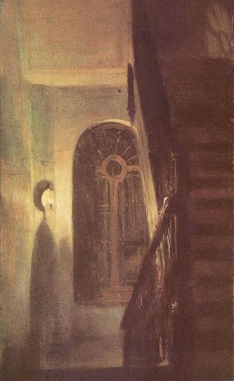 Adolph von Menzel Treppenflur bei Nachtbeleuchtung oil painting picture
